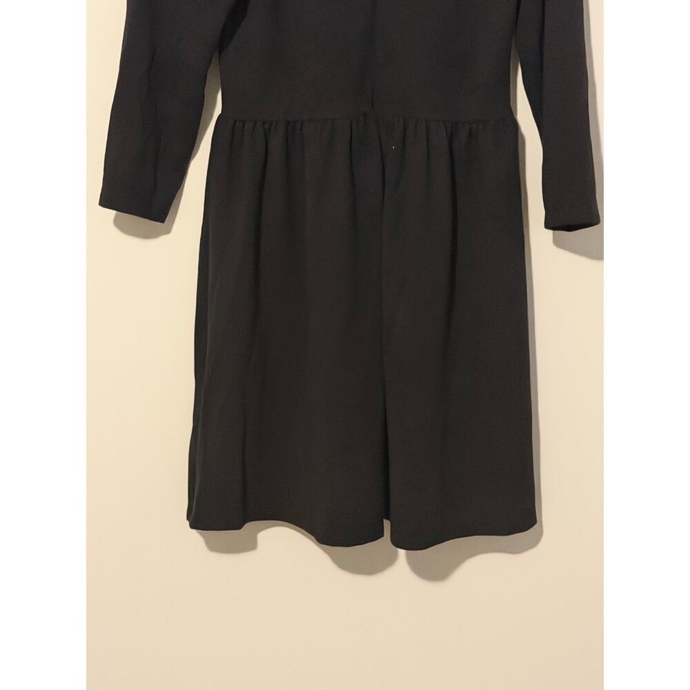LOFT Black Puff Sleeve Mini Dress Crew Neck Gathered Waist Size 0 New - Picture 5 of 6
